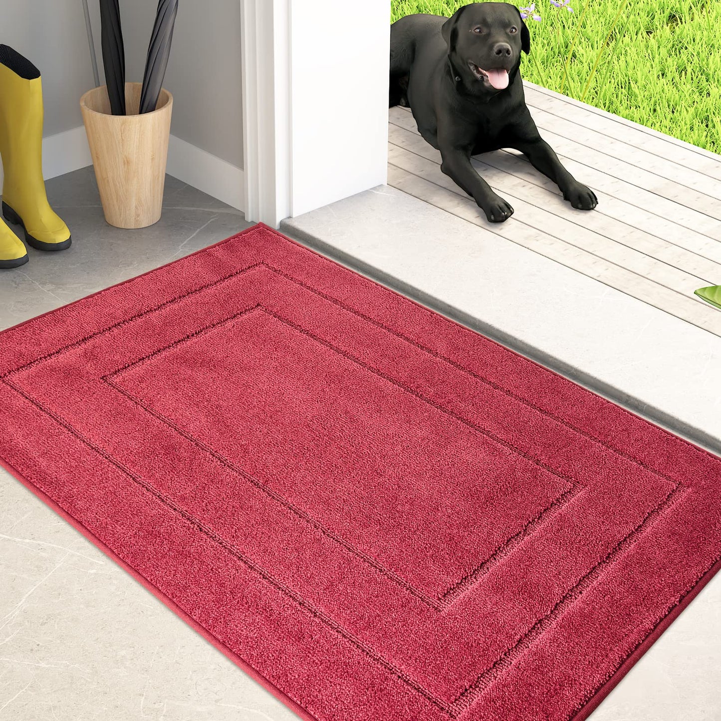 PURRUGS Dirt Trapping Door Mat 32" x 70", Non-Slip/Skid Machine Washable Entryway Rug, Dog Doormat, Super Absorbent Welcome Mat for Muddy Wet Shoes and Paws, Grayish Brown