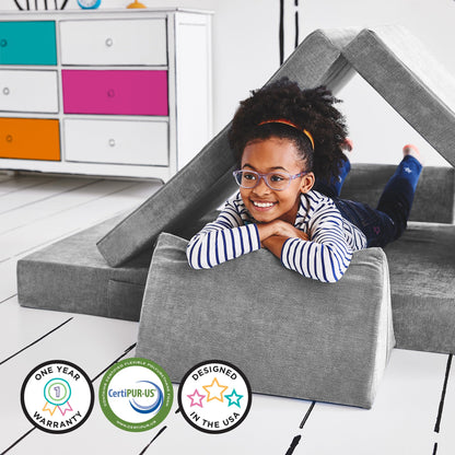 Yourigami Kids and Toddler Play Gym, Playroom Couch Set, Durable Modular Design, Green Meadows