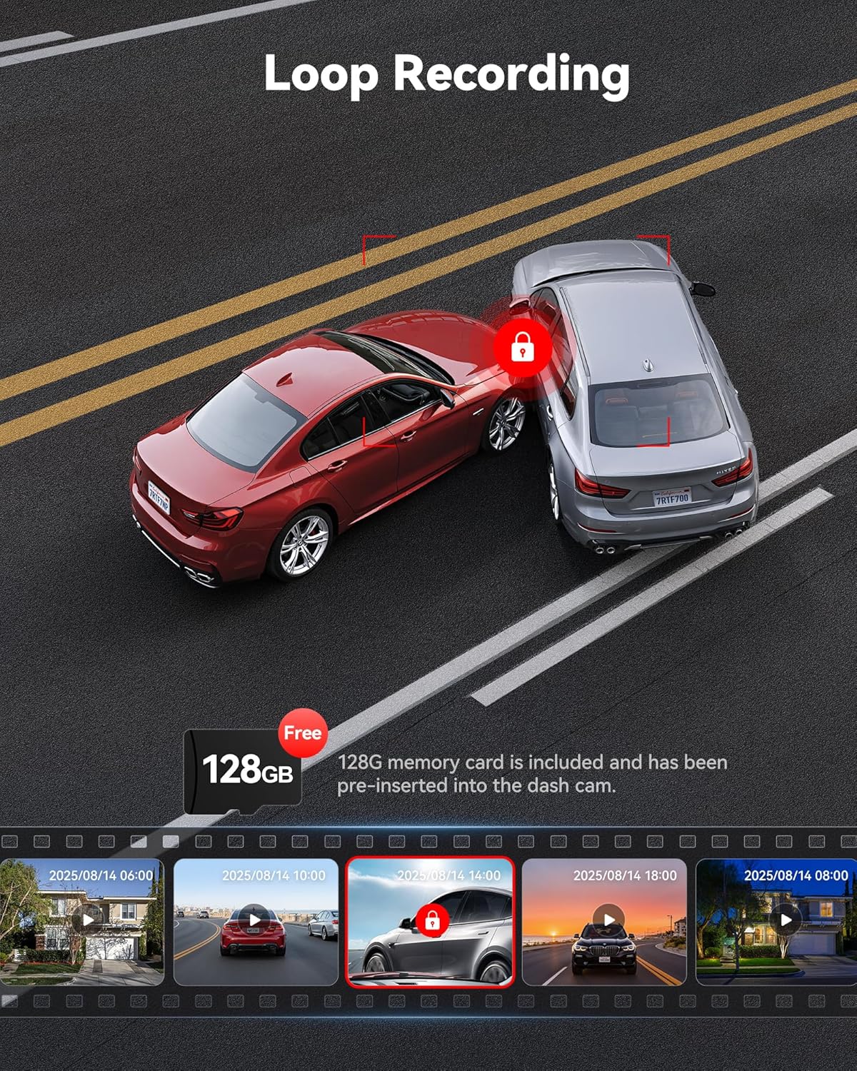 REDTIGER 4K Dashcam vorne und hinten mit STARVIS 2, 5,8 GHz Wi-Fi Dash Kamera für Autos, 128 GB Karte enthalten, GPS, 3,18 Zoll IPS-Bildschirm, Nachtsicht, 170° Weitwinkel, WDR, 24H Parkmodus (F7NP)