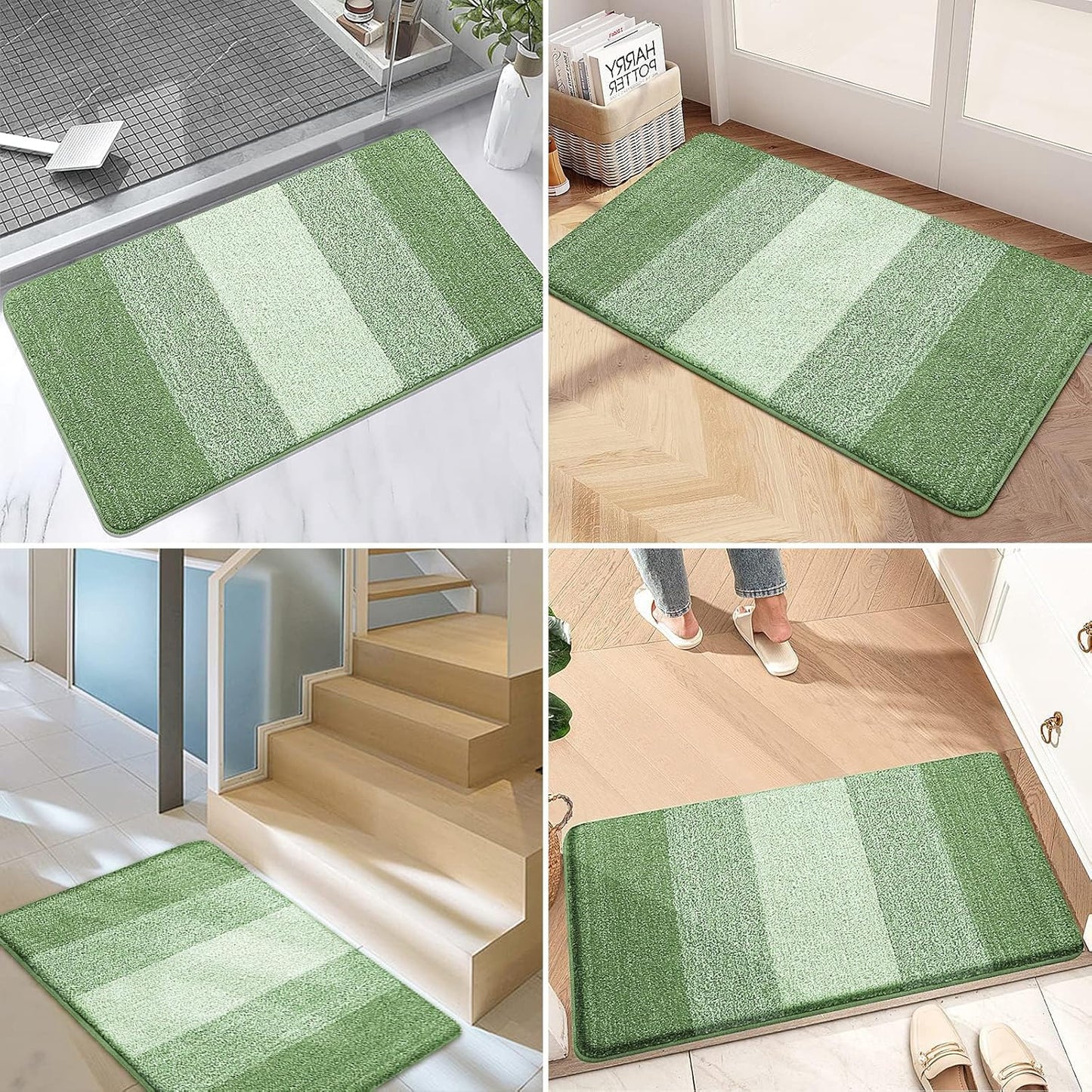 Grandaily Fußmatte für Innenbereich, 50 x 80 cm, rutschfest, Schmutzfänger, saugfähig, für die Haustür, waschbar, gestreift, für den Innenbereich, flach, Willkommensmatte, Eingangsmatte, Grau