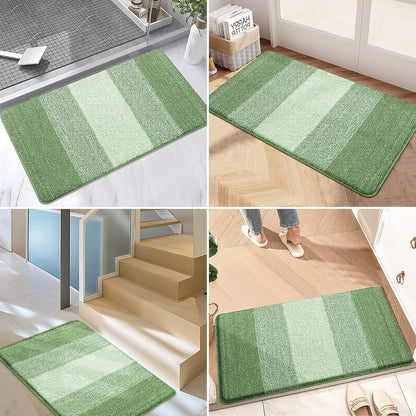 Grandaily Fußmatte für Innenbereich, 50 x 80 cm, rutschfest, Schmutzfänger, saugfähig, für die Haustür, waschbar, gestreift, für den Innenbereich, flach, Willkommensmatte, Eingangsmatte, Grau