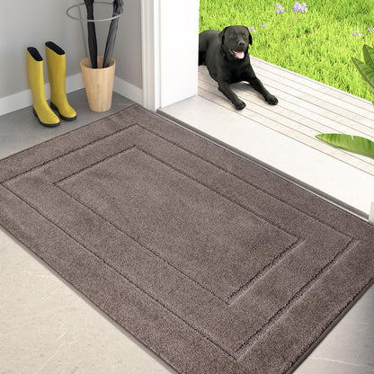 PURRUGS Dirt Trapping Door Mat 32" x 70", Non-Slip/Skid Machine Washable Entryway Rug, Dog Doormat, Super Absorbent Welcome Mat for Muddy Wet Shoes and Paws, Grayish Brown
