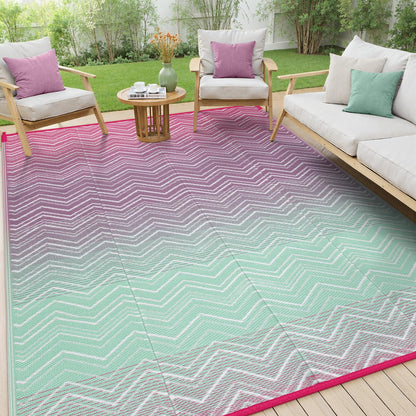 Lahome Outdoor Rugs 8x10 Waterproof, Reversible Outdoor Plastic Straw Rug for Camping Patio, RV Outdoor Rugs Outside, Outdoor Carpet for Porch Deck Backyard Picnic(Blue/Yellow,8'x 10')