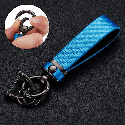 DEKEWEI Carbon Fiber Style Auto-Schlüsselanhänger aus Mikrofaser-Leder, universelle Schlüsselanhänger für Schlüssel-Fobs für Männer und Frauen, 360 Grad drehbar mit Anti-Verlust-D-Ring (Schwarz)