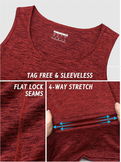 TACVASEN Herren Tanktops Schnelltrocknend Ärmelloses Workout Muskelshirt Sport Bodybuilding Fitness Performance T-Shirts