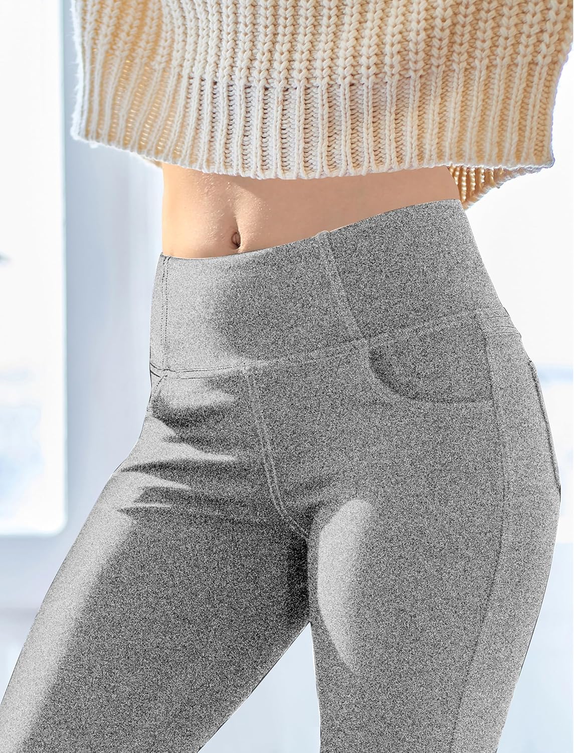 VOOVEEYA Lässige Bootcut Yoga-Hose für Damen, 4 Taschen – Schlagleggings, High Waist, Bauchkontrolle, Bootleg-Arbeitshose