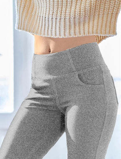VOOVEEYA Lässige Bootcut Yoga-Hose für Damen, 4 Taschen – Schlagleggings, High Waist, Bauchkontrolle, Bootleg-Arbeitshose