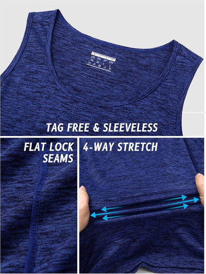 TACVASEN Herren Tanktops Schnelltrocknend Ärmelloses Workout Muskelshirt Sport Bodybuilding Fitness Performance T-Shirts