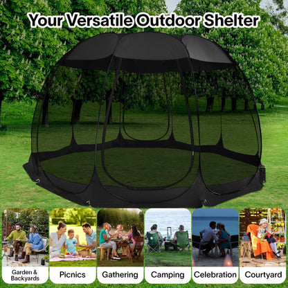 Alvantor Pop Up Screen House Tent, Instant Outdoor Gazebo with Mosquito Netting & UPF 50+ Sun Protection, Portable Canopy Shelter for Patio, Backyard, Camping (2-10 Person)