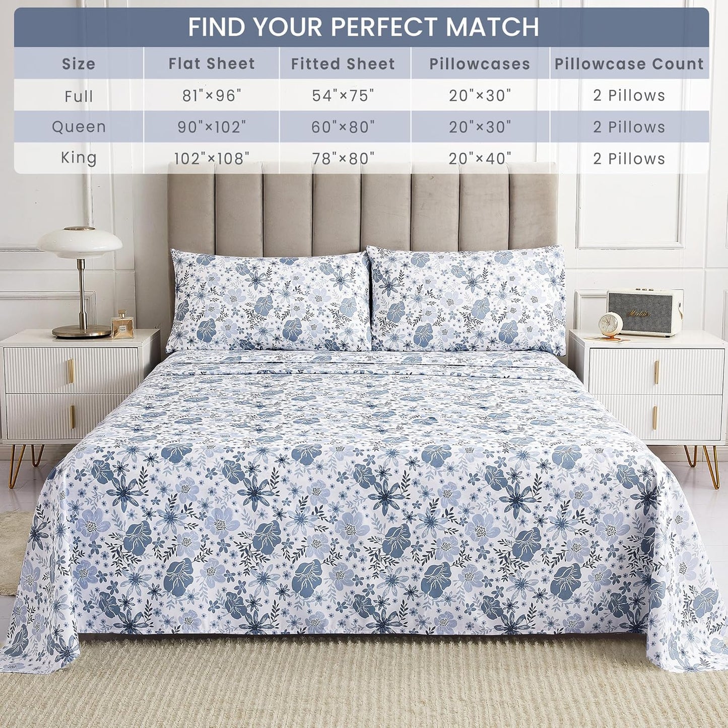 Mooreeke Floral King Sheets: Soft, Breathable, and Stylish Bedding