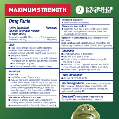 Mucinex DM Maximum Strength Cough Suppressant & Expectorant Tablets, 28ct - 1200mg Guaifenesin (Pack of 2)