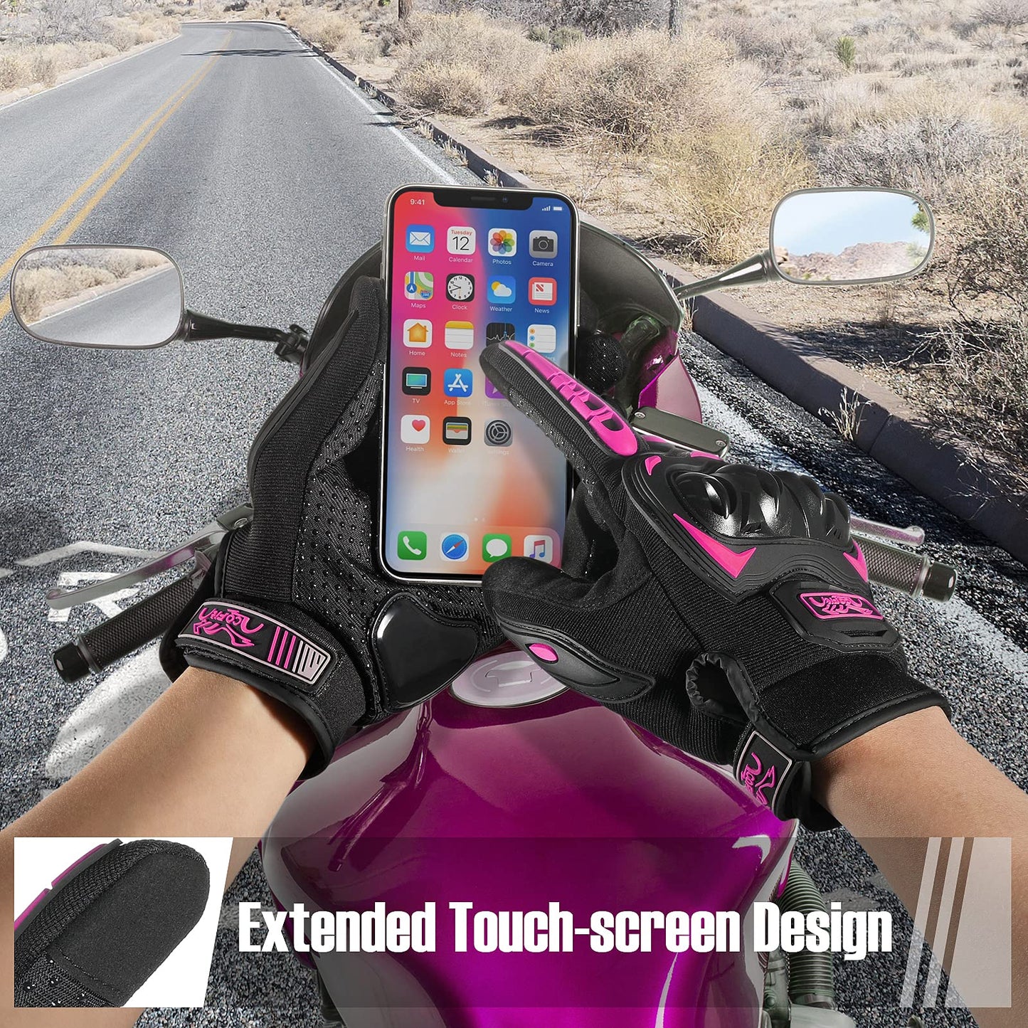 COFIT Motorradhandschuhe atmungsaktiv, Touchscreen Motorradhandschuhe Anti-Rutsch mit gutem Halt Harte Knöchel Protektion für Herren Damen Motocross, BMX ATV MTB Radfahren, Straßenrennen