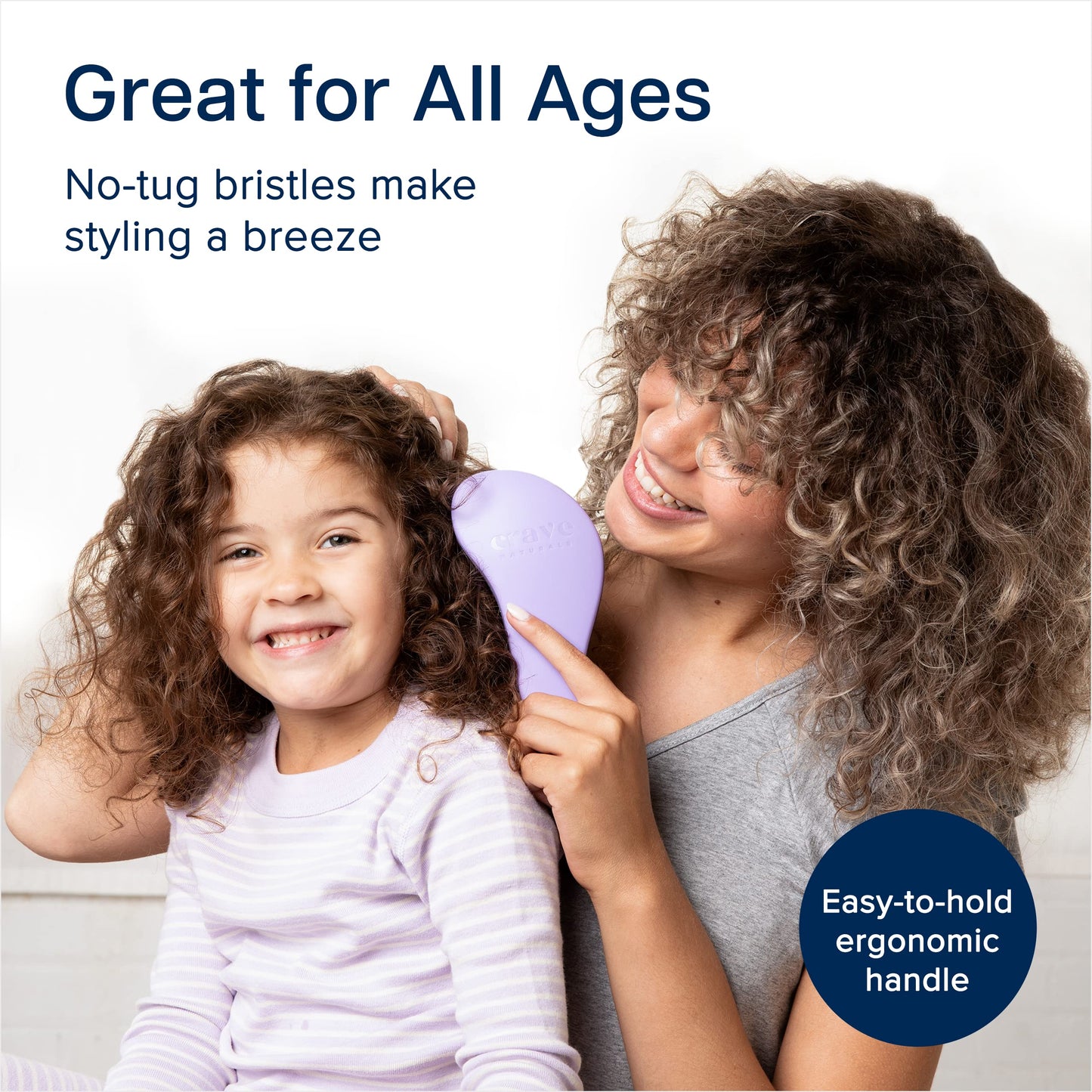 Crave Naturals Glide Thru Entwirrbürste für Erwachsene und Kinder. Entwirrbürste für natürliches, lockiges, glattes, nasses oder trockenes Haar. Haarbürsten für Frauen. Stylingbürste (Blau)