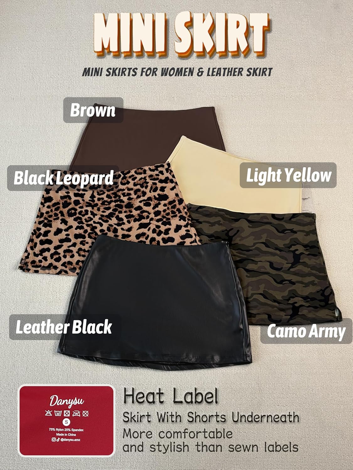 Danysu Dehnbare Mini Skorts Mid Waist Rock mit Shorts Seitenschlitz 2025 Sport Alltag Ausgeh-Outfits