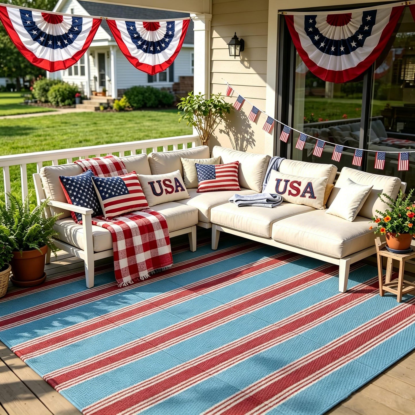 Lahome Outdoor Rugs 8x10 Waterproof, Reversible Outdoor Plastic Straw Rug for Camping Patio, RV Outdoor Rugs Outside, Outdoor Carpet for Porch Deck Backyard Picnic(Blue/Yellow,8'x 10')