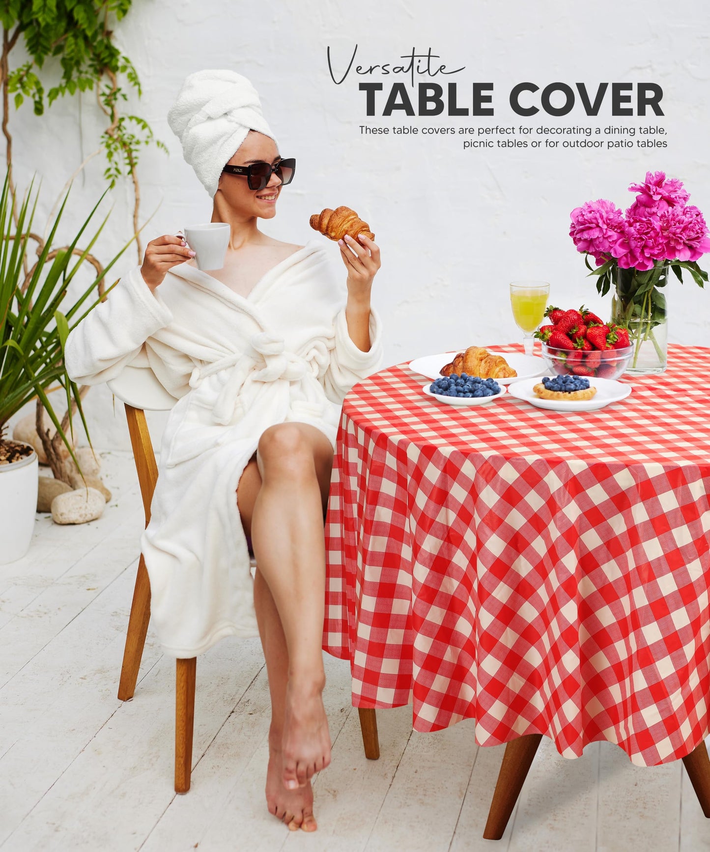 Utopia Kitchen Einweg-Tischdecke aus Kunststoff (12er Pack – 137x274 cm) Weiß Rechteckige Tischdecke Wasserdicht Schmutzabweisend Party-Tischdecke