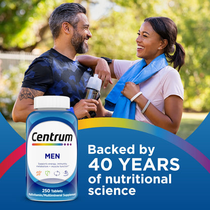 Centrum Multivitamin for Men, Multivitamin/Multimineral Supplement with Vitamin D3, B Vitamins and Antioxidants, Gluten Free, Non-GMO Ingredients -Tablet 200 Count (Pack of 12)