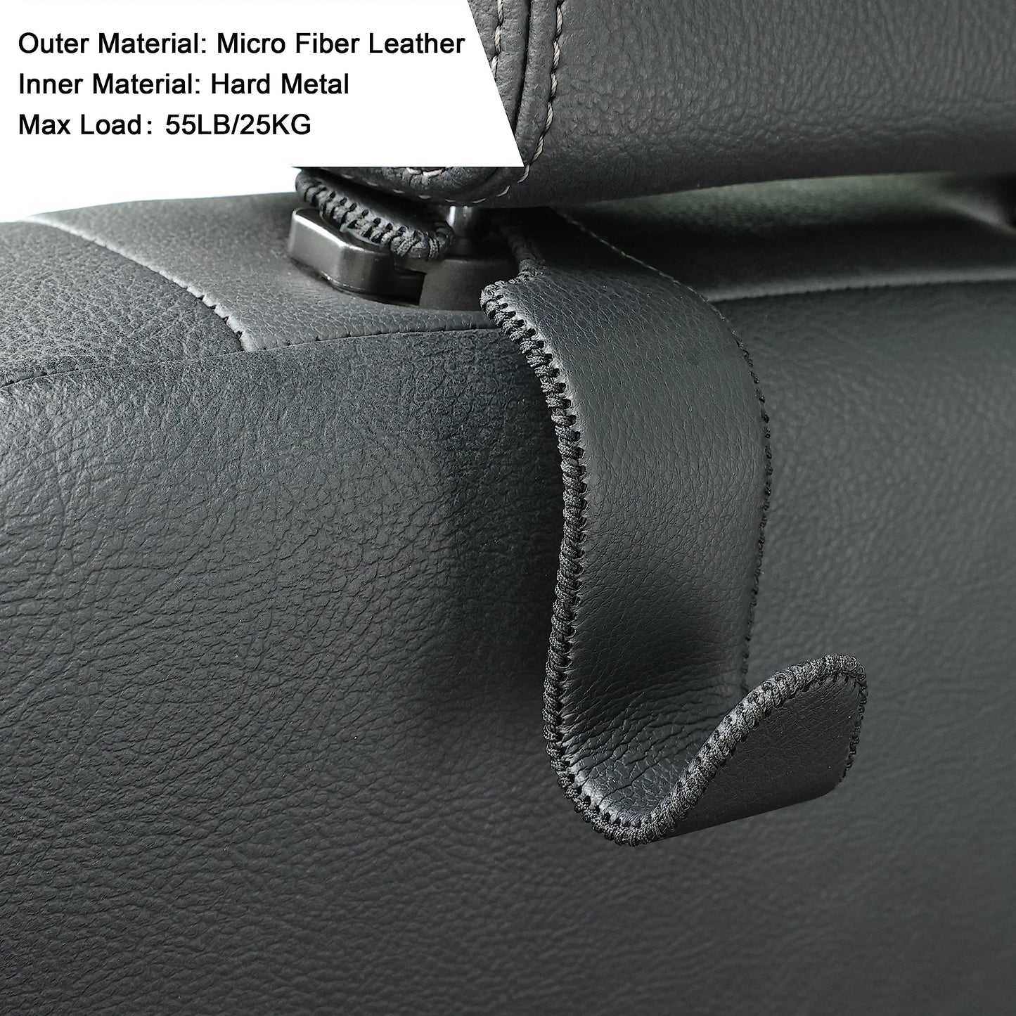 Amooca 4-Pack Car Headrest Hooks Vehicle Storage Organizer for Purses Handbags Groceries Backpack Coats –Holds 55lbs 360° Rotating Black