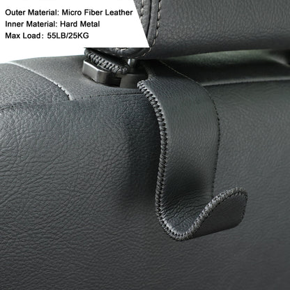 Amooca 4-Pack Car Headrest Hooks Vehicle Storage Organizer for Purses Handbags Groceries Backpack Coats –Holds 55lbs 360° Rotating Black