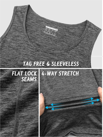 TACVASEN Herren Tanktops Schnelltrocknend Ärmelloses Workout Muskelshirt Sport Bodybuilding Fitness Performance T-Shirts