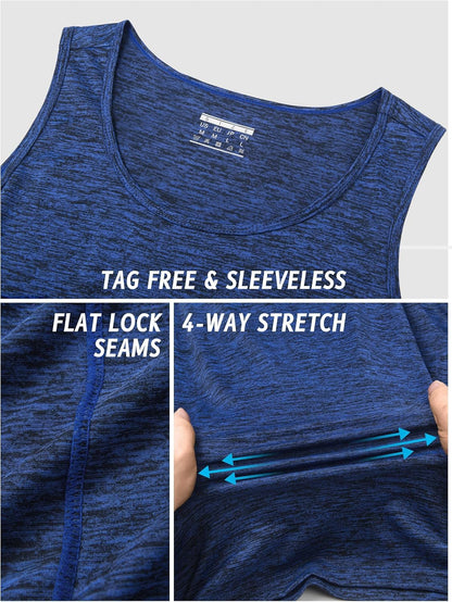 TACVASEN Herren Tanktops Schnelltrocknend Ärmelloses Workout Muskelshirt Sport Bodybuilding Fitness Performance T-Shirts