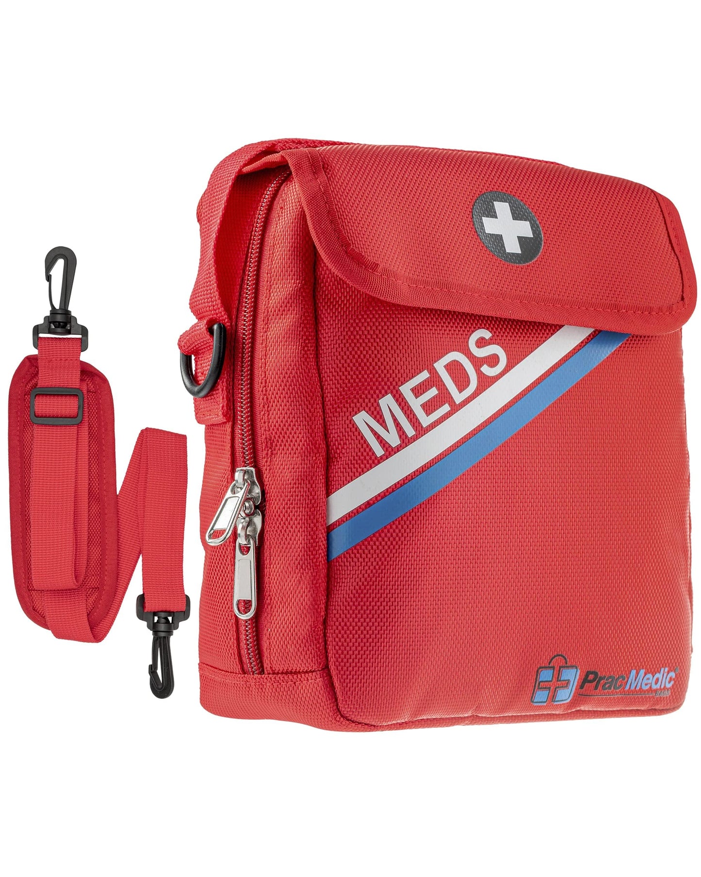 PracMedic Bags Travel Medicine Bag- First Aid Bags Empty or Epipen Carry Case for Insulin Pens, Pill Bottles, Diabetic Supply, Asthma Inhaler Spacer, Allergy Meds or First Aid Supplies (Red)