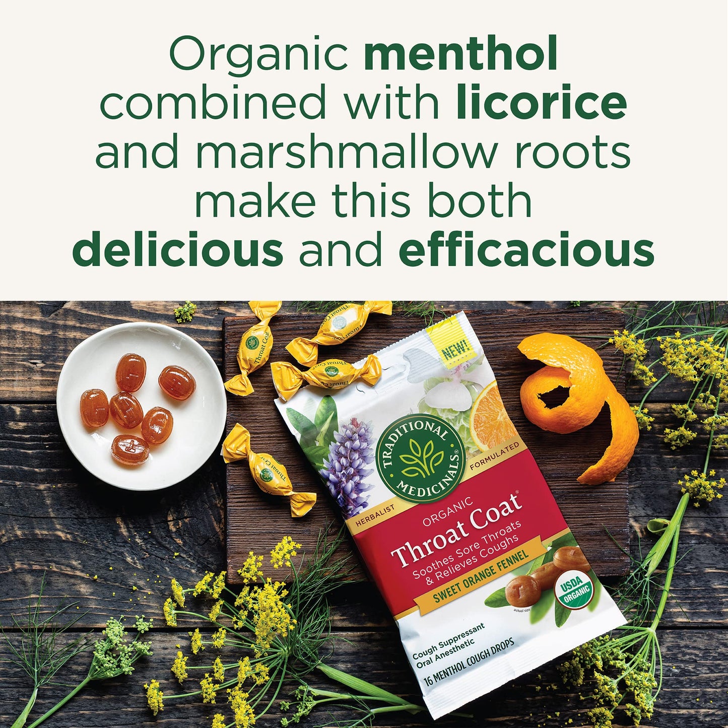 Traditional Medicinals Organic, Throat Coat Lozenges, Lemon Ginger Echinacea - Herbal Cough Drops, Helps Soothe Sore Throat - Non-GMO, Stimulant-Free - 16 Count (Pack of 12)