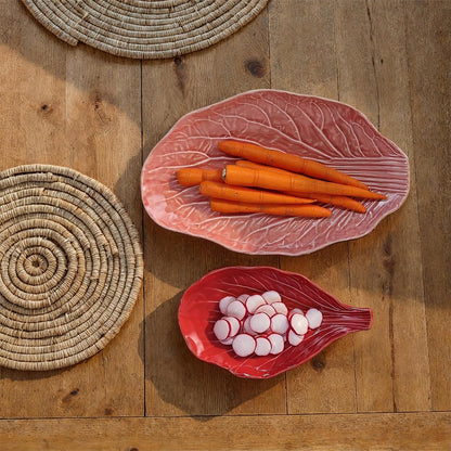 Creative Co-Op 2-Piece Stoneware Cabbage Shaped Plates, Red and Pink