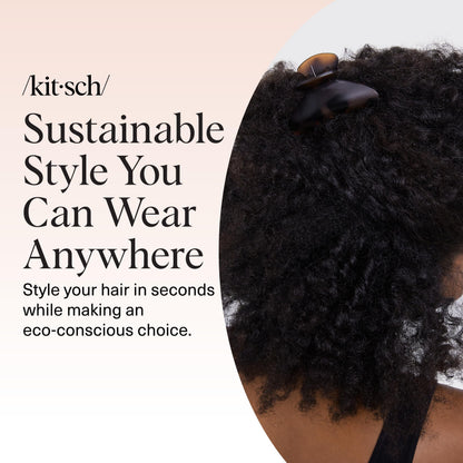 Kitsch Mittelgroße Haarspangen für Damen, starker Halt, Haarclips aus recyceltem Kunststoff für dickes Haar | Ideal für Hochsteckfrisuren, halb offene Frisuren | Ideale Geschenke für Frauen – 2 Stück, Schwarz und Schildpatt