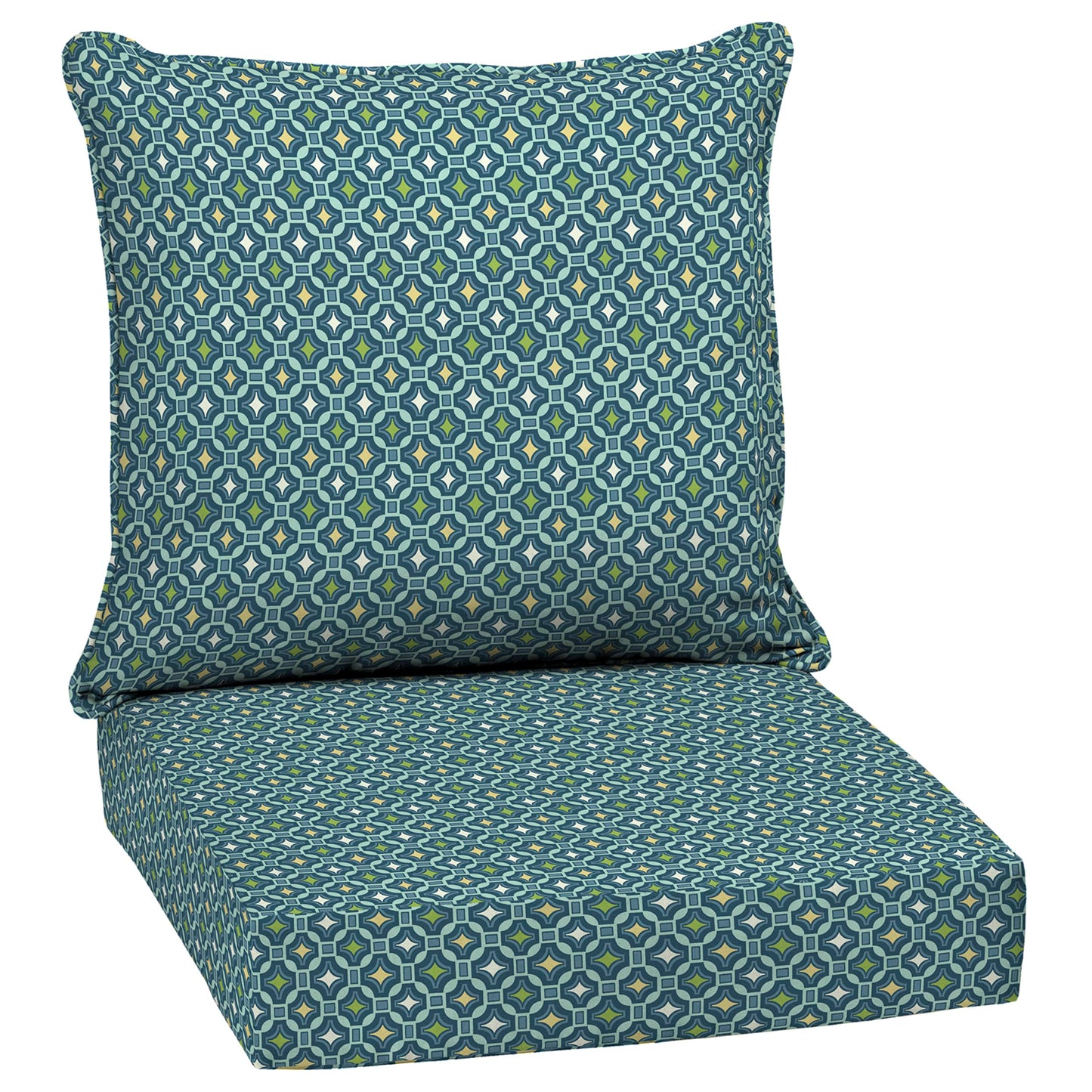 Arden Outdoor Foam Deep Seat Cushions Set, 24x24, Premium High-Density Foam, Never Flattens, Weather-Proof for Patio Chair Sofa Couch, Blue Shibori Stripe