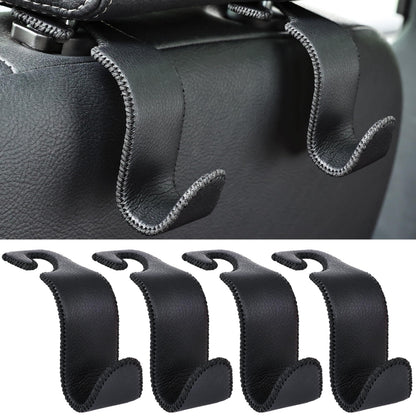 Amooca 4-Pack Car Headrest Hooks Vehicle Storage Organizer for Purses Handbags Groceries Backpack Coats –Holds 55lbs 360° Rotating Black