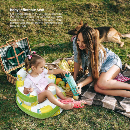 Aufblasbarer Babysitz, aufblasbarer Babystuhl für Babys ab 3 Monaten, aufblasbarer Sommerstuhl mit integrierter Luftpumpe, Baby-Bodensitz zum Sitzenlernen, Spielen, Campen, Orange