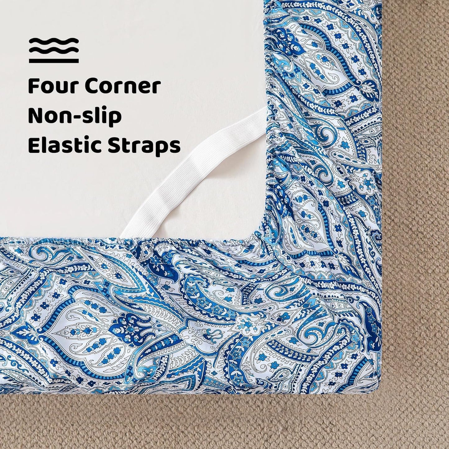 Blue Paisley Printed Bed Sheets Queen Size - A Comforting Floral Retreat