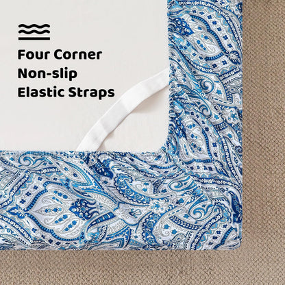 Blue Paisley Printed Bed Sheets Queen Size - A Comforting Floral Retreat