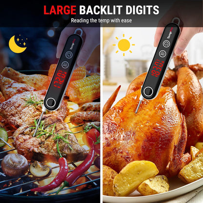 TempPro Digitales Sofortablese-Fleischthermometer zum Grillen, wasserdichtes Küchen-Lebensmittelthermometer mit Kalibrierfunktion und Hintergrundbeleuchtung, zum Backen von Brot, Süßigkeiten, Kochwerkzeug, Utensilien (zuvor ThermoPro)