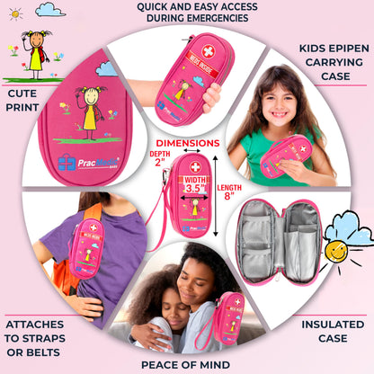 PracMedic Bags Epipen Case - Epi pens Carrying Case- Medical Case for Kids - Insulated to hold Inhaler, Epi Pen, Auvi Q, Epinephrine, Allergies Medication - Medicine Bag for Traveling (Blue)