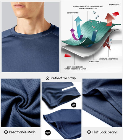 Boyzn 1er, 3er, 5er oder 7er Pack Herren-Trainings-Laufshirts, Dry Fit feuchtigkeitsableitendes T-Shirt, Gym Sport Kurzarm-T-Shirts