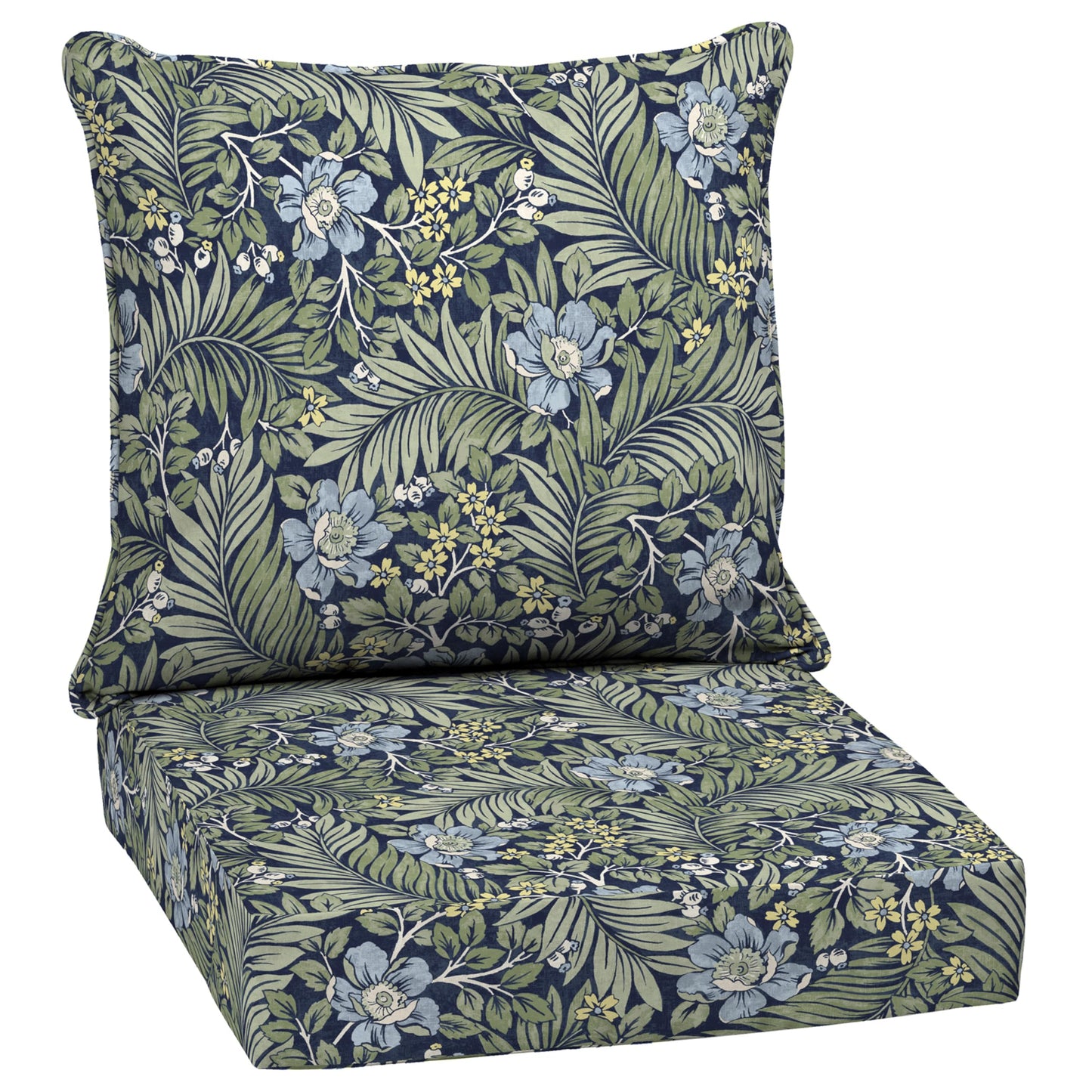 Arden Outdoor Foam Deep Seat Cushions Set, 24x24, Premium High-Density Foam, Never Flattens, Weather-Proof for Patio Chair Sofa Couch, Blue Shibori Stripe