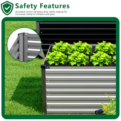 DIIYIV Galvanized Raised Garden Bed Kit Outdoor Patio,6x3x2ft Large Rectangular Metal Planter Boxes,Deep Root Box Planter for Gardening,Vegetables,Flowers,Herbs-Silver