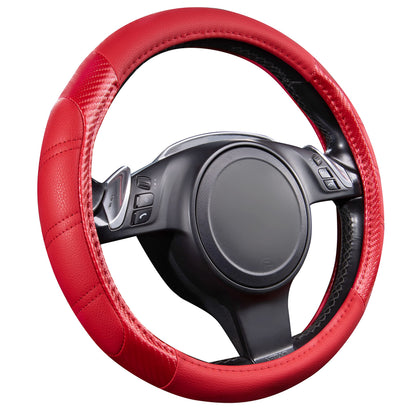 CAR PASS Line Rider Mikrofaser-Leder Sportlicher Lenkradbezug Universal Passend für 95% LKW, SUV, PKW, 36,8-38,1 cm Rutschfest Sicher Bequem Design (Schwarz-Grau)
