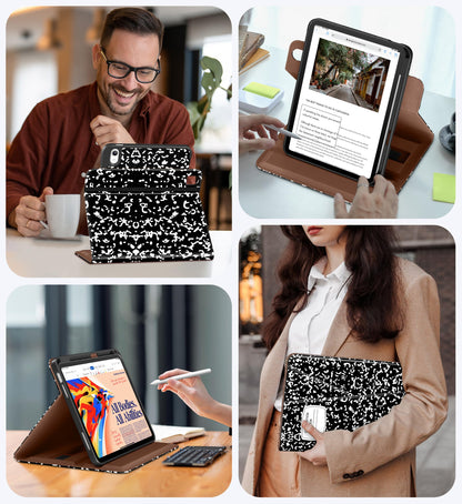 DTTO for iPad A16 Case, iPad 11th / 10th Generation Case (2025/2022), 360 Degree Rotating Premium Leather Folio Stand Cover with Pencil Holder, Brown