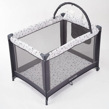 Pamo Babe Tragbarer Baby-Laufstall, leichtes Reisebett mit Matratze und Rollen (Hase)