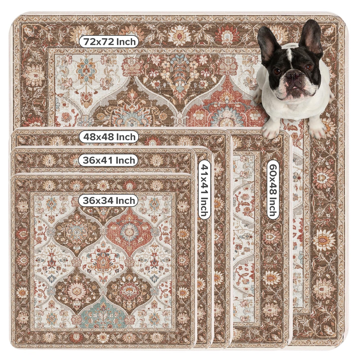 INVENHO Washable Pee Pads for Dogs 72"x72" Reusable Dog Pads Extra Large Upgrade Non-Slip Dog Pee Pads Heavy Absorbency Puppy Pee Pads Quick Dry Whelping Pads/Waterproof Puppy Training Pad