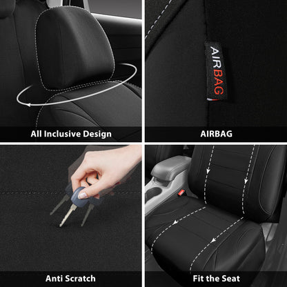CAR Pass Neoprene Waterproof Two Front Car Seat Covers Set- Universal Fit for Vehicles, Airbag Compatiable(Black)
