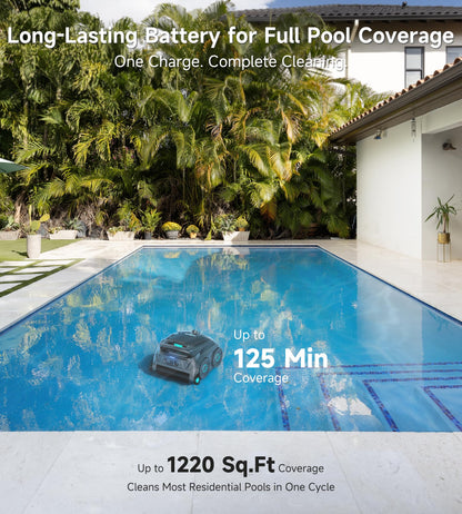 (2026 NEW) WYBOT B1 Cordless Robotic Pool Vacuum for Inground Pools, Six-Roller Brush 4-in-1 Smart Pool Cleaner, Edge Cleaning High Obstacle Crossing, Lightweight, App Navigation, Gray Black