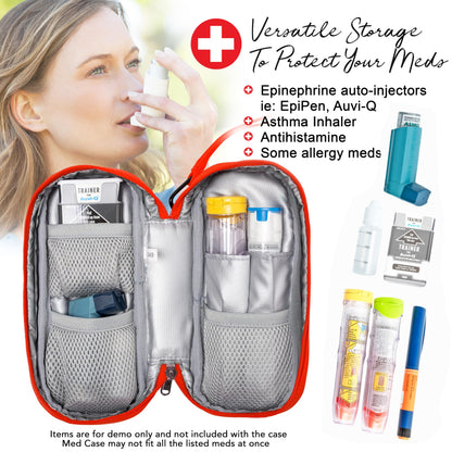 PracMedic Bags Epipen Carry Case– Insulated Epi Pens Carrying Case for Epipens, Auvi-Q, Inhaler, Allergy Medication & Diabetes Supply– Durable Emergency Medical Pouch for Travel (Red)