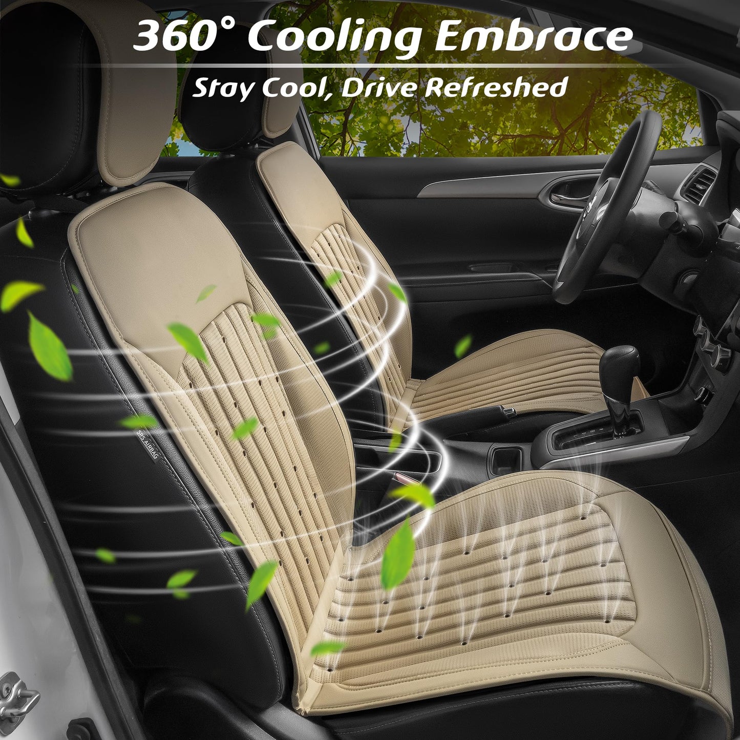 Paffenery 2026 Upgraded Cooling Car Seat Cover Front Seat, 12V-24V Ventilated Cooling Car Seat Cushion, Cooled Seat Cover for Car SUV Truck Universal Fit, Classic Black