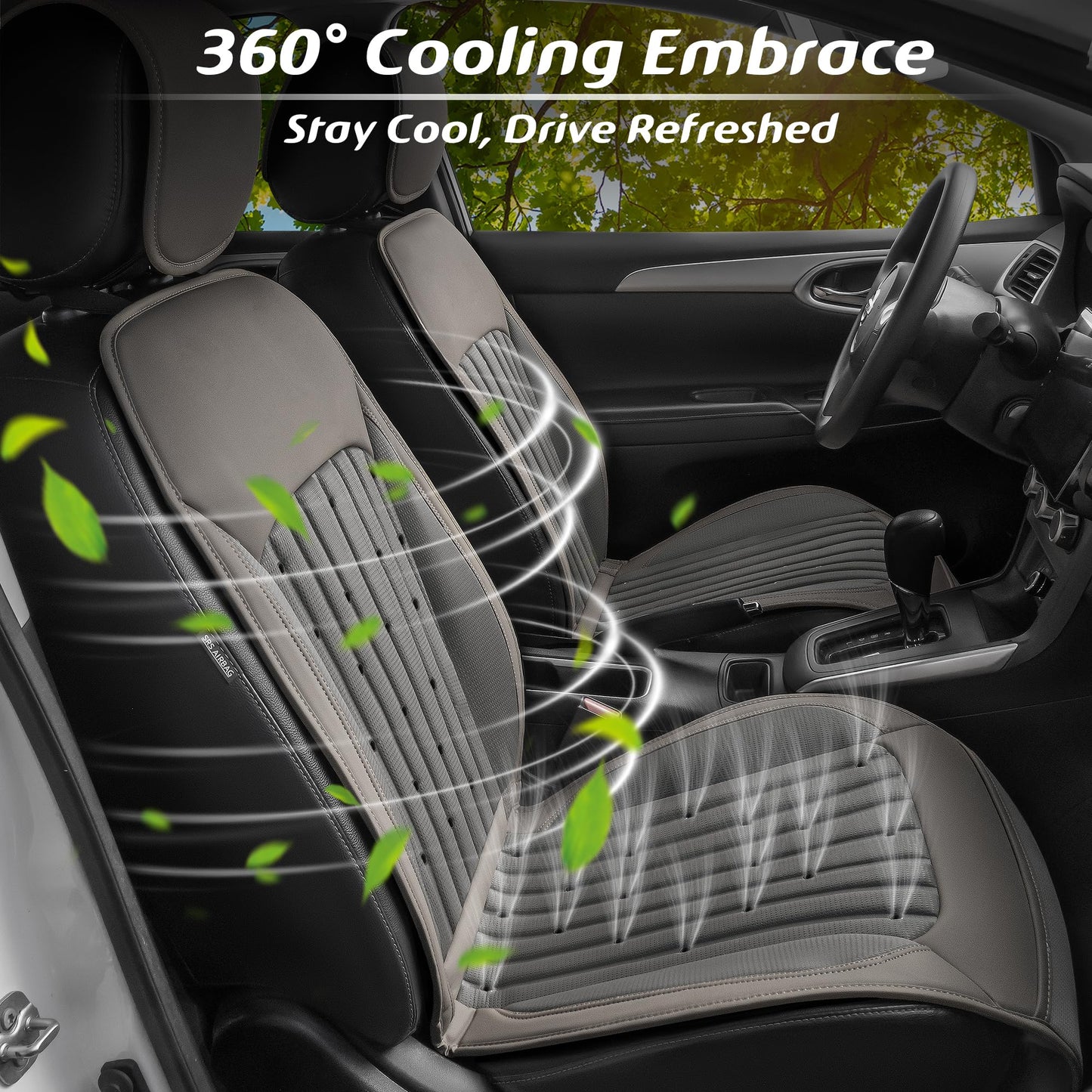 Paffenery 2026 Upgraded Cooling Car Seat Cover Front Seat, 12V-24V Ventilated Cooling Car Seat Cushion, Cooled Seat Cover for Car SUV Truck Universal Fit, Classic Black