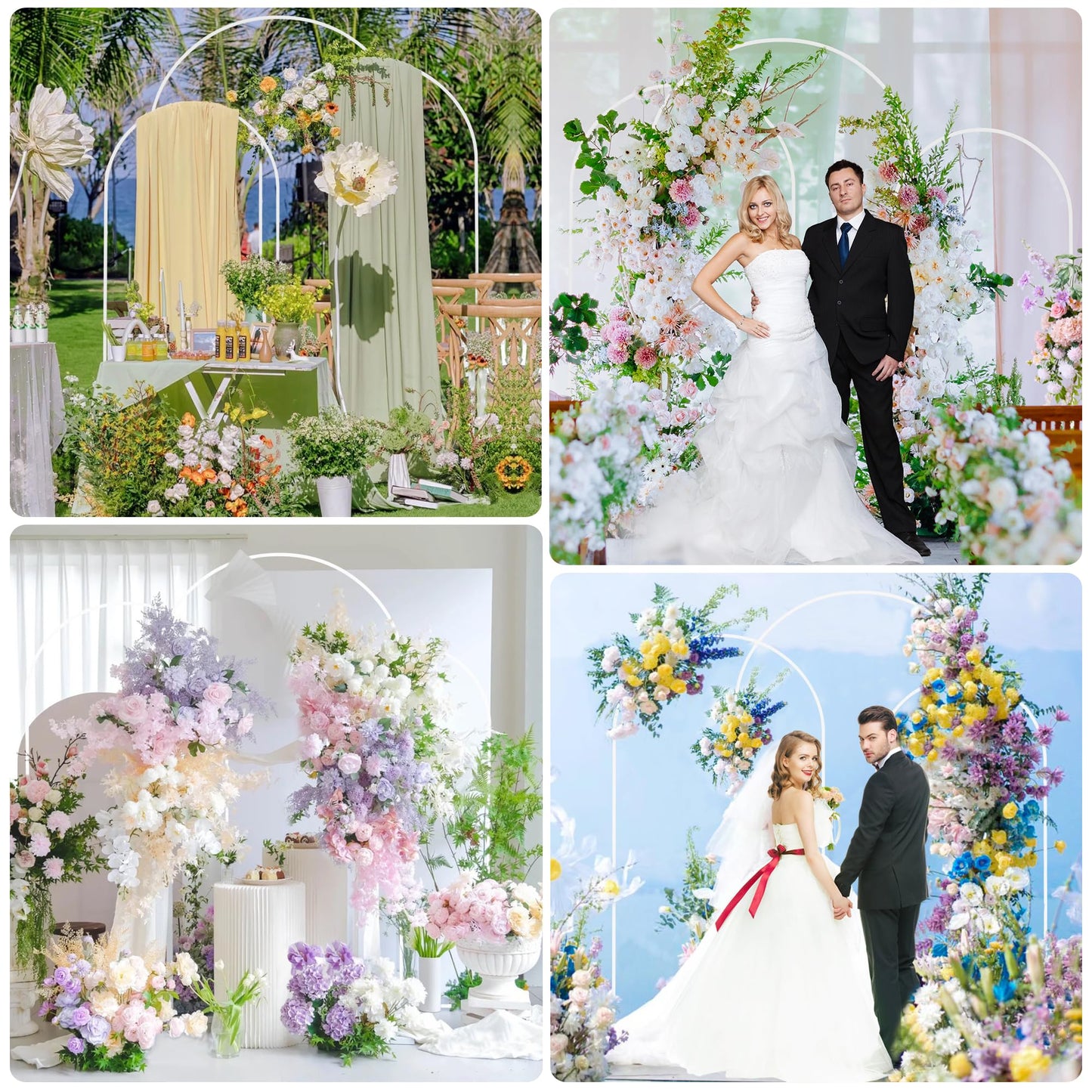 Fomcet Wedding Arch Backdrop Stand Set of 3 White Metal Arched Backdrop Stand 7.2FT & 6.6FT & 6FT Balloon Arch Frame for Wedding Ceremony Birthday Party Baby Shower Anniversary Decoration