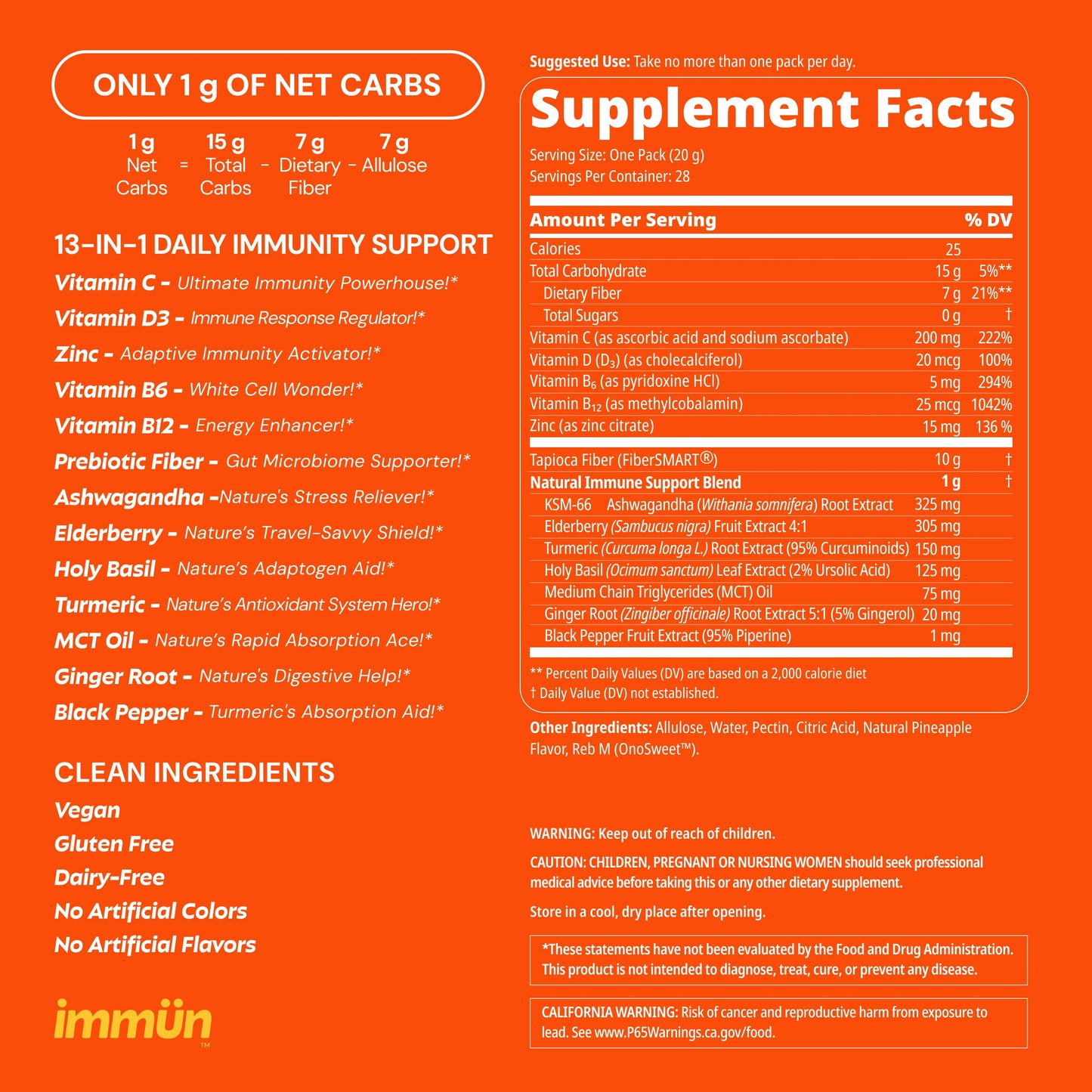Grüns 3 x 28 Pack Immun Sugar Free Immunity Gummies with Vitamin C, Zinc, MCT Oil, & Turmeric - Daily Immune Support Supplement for Adults - Sour Pineapple Flavor (28 Count) (Pack of 3)